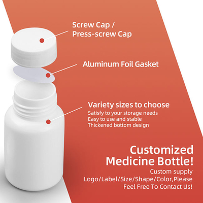 Bouteille en plastique d'emballage de capsule de vitamine de HDPE de bouteille de pilule de PE vide