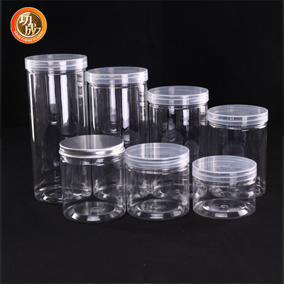 Pots en plastique de sucrerie de la boîte à biscuits 500ml de nourriture large claire vide de bouche avec les couvercles à bouchon vissable