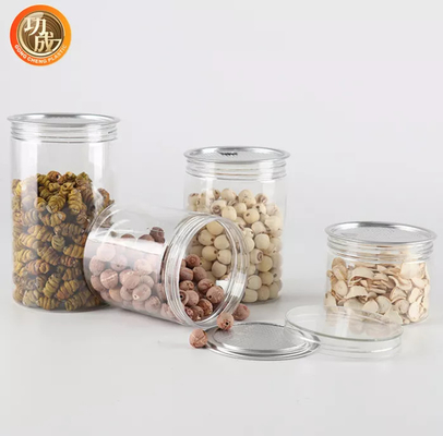 Pot en plastique de chocolat à animal familier de boîte à biscuits vide de bonbons au chocolat avec le couvercle en aluminium