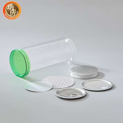 Pot en plastique de chocolat à animal familier de boîte à biscuits vide de bonbons au chocolat avec le couvercle en aluminium