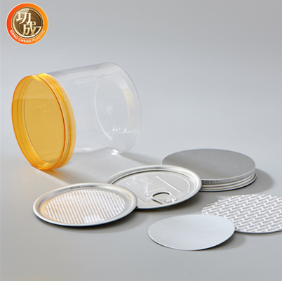Pot en plastique de chocolat à animal familier de boîte à biscuits vide de bonbons au chocolat avec le couvercle en aluminium