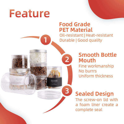 Pots doux en plastique en plastique 6oz de pots de stockage de thé de biscuit de sucrerie petits