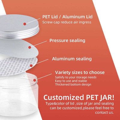 Pots doux en plastique en plastique 6oz de pots de stockage de thé de biscuit de sucrerie petits