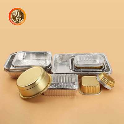 L'or argenté adaptent la gamelle aux besoins du client de papier d'aluminium de compartiment des caisses d'emballage 3
