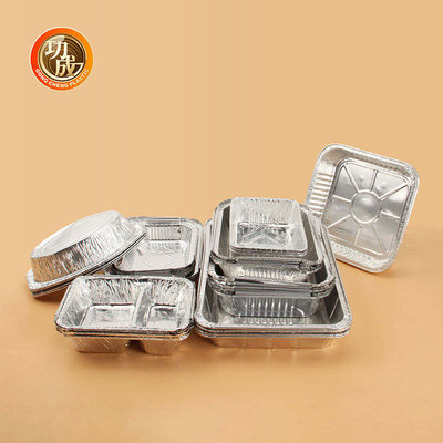 Plateaux ronds d'aluminium de rectangle de conteneur de papier d'aluminium de place