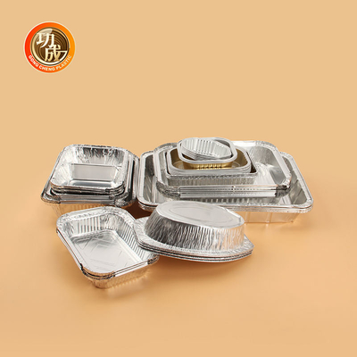 Le rectangle jetable adaptent la gamelle aux besoins du client de papier d'aluminium de repas de ligne aérienne de caisses d'emballage