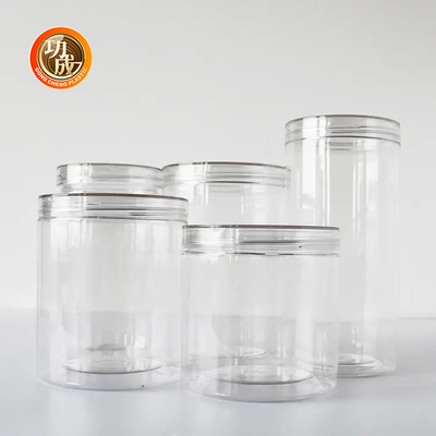 1 L de gros pots en plastique à fond rond pour animaux de compagnie avec couvercle transparent